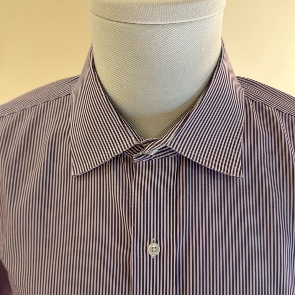 Brooks Brothers Men’s 346 Plum & White Stripe Button Down Shirt Regular Fit - Picture 3 of 6